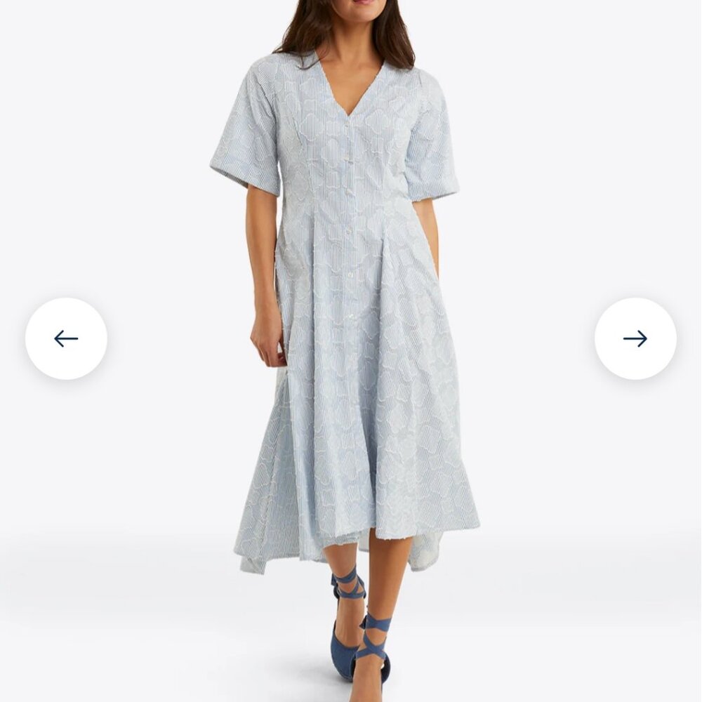 NWT Draper James Erin Short Sleeve Dress in Textured Stripe Size 2